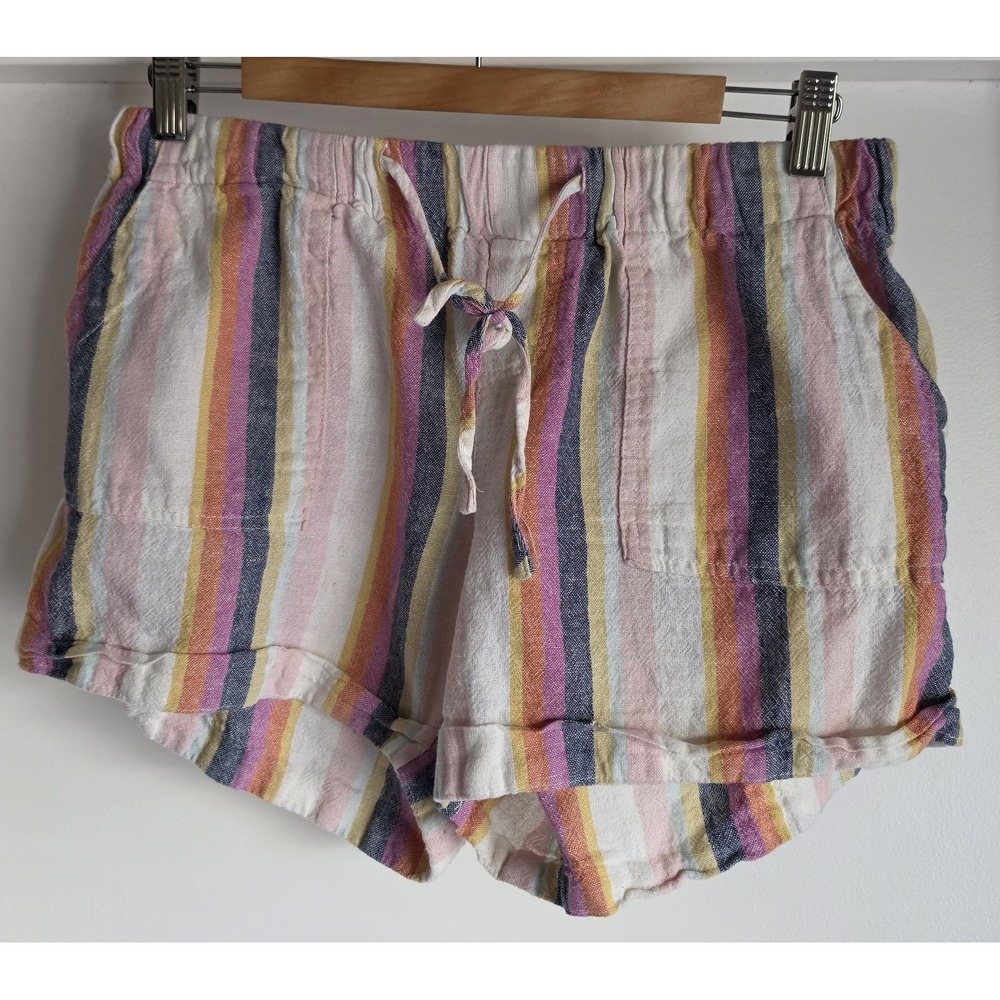 Just Living Linen Cotton Shorts Size S Striped Casual Resort Bermuda